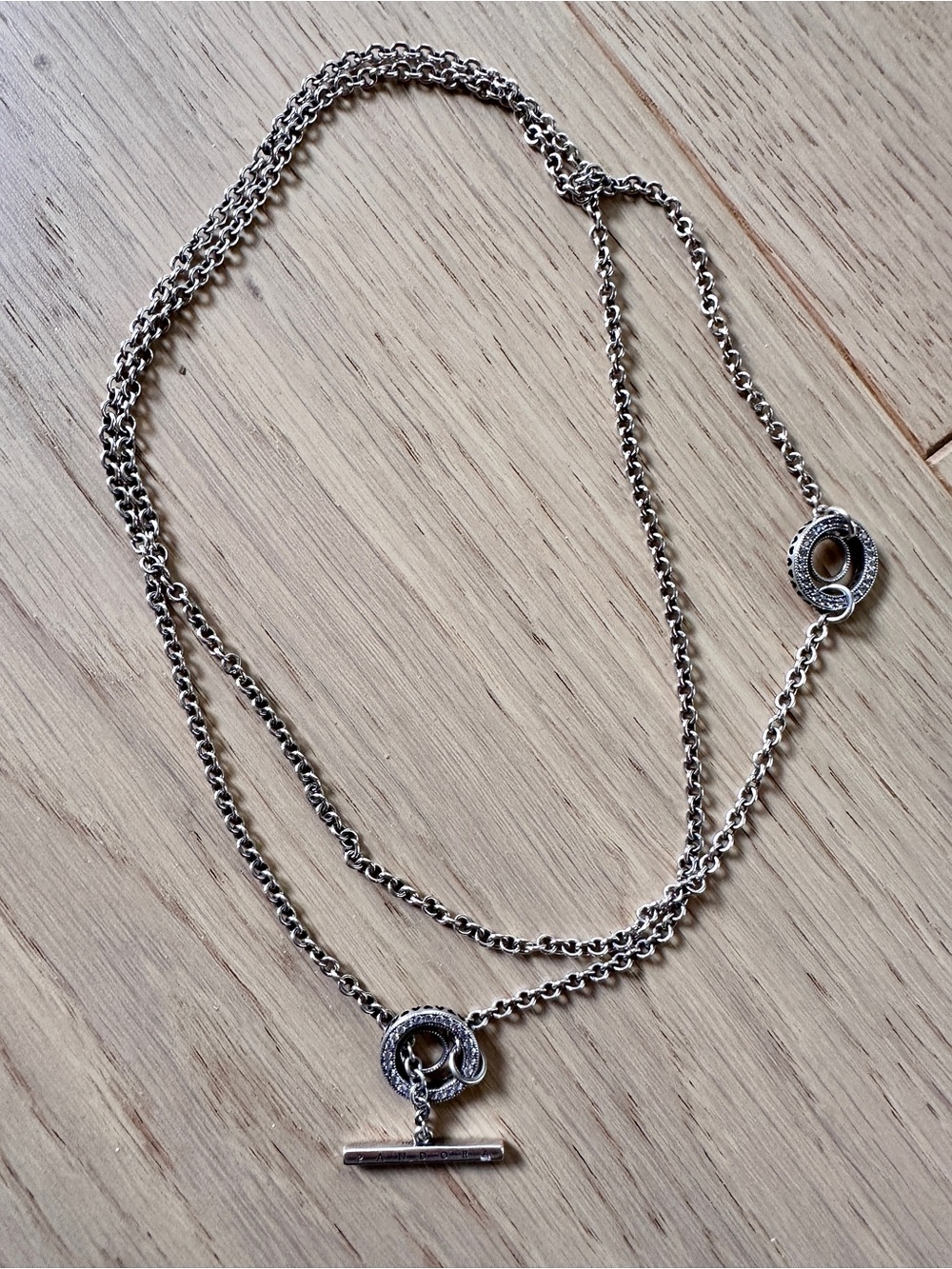 Pandora Pavé Circle Logo T-Bar Heart Necklace Sterling Silver